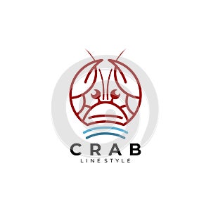 Symbol crab logo with water life design vector,