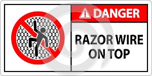 Symbol Danger Sign Razor Wire on Top