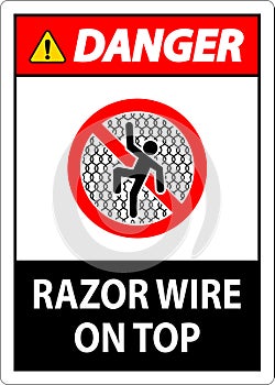 Symbol Danger Sign Razor Wire on Top