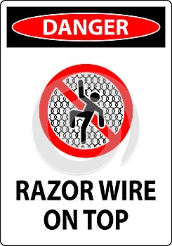 Symbol Danger Sign Razor Wire on Top