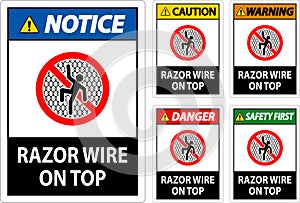 Symbol Danger Sign Razor Wire on Top