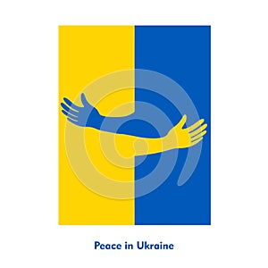 Symbol with embrace and support Ukrainian nation, unity, peace, belief isolated on white