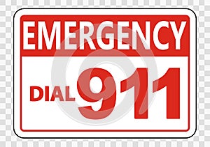 symbol Emergency Call 911 Sign on transparent background