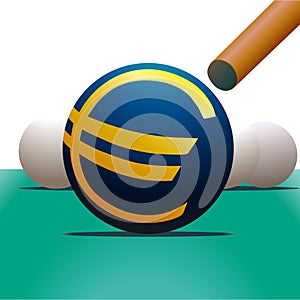 Symbol of Euro and billiard photo