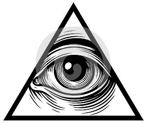 Symbol of the eye within a triangle design