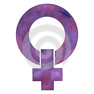 Symbol of feminism, women and the struggle for their rights in a variety of shades of purple