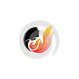 Symbol fire logo and hand design vector, comet