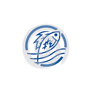 Symbol fish logo with circle, marine life icons