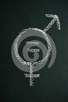 Symbol for gender equality on a chalkboard