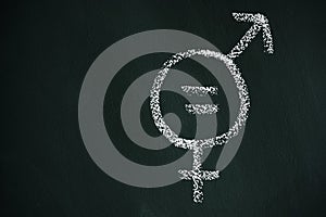 Symbol for gender equality on a chalkboard