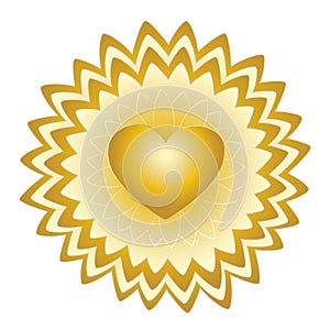 Symbol of God`s love, Sunflower gold heart, magical love healing universal sun energy, life source