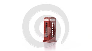 symbol of Great Britain is red telephone booth rotate on turntable on a white background. Toy miniature of the historic