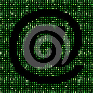 At symbol on green hex code illustration