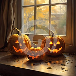symbol of Halloween orange pumpkin Jack-o-lantern.