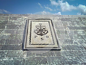 Symbol of harbor and rudder