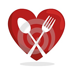 symbol healthy food heart spoon fork