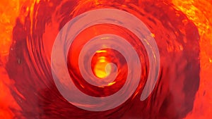 Symbol of hell, inferno and infinity. Red liquid hypnotic looped aqua swirl turning. Meditative luminous whirlpool. Mesmerising