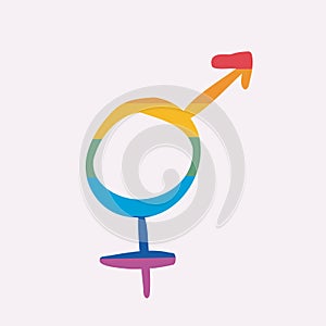 The symbol is a hermaphrodite. Pride icon. Vector illustration in the colors of the rainbow photo