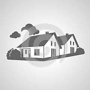 Symbol of home, group of houses icon, realty silhouette, sign of real estate photo