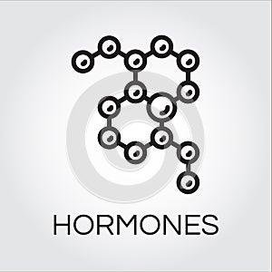 Symbol of hormones chain in abstract linear style. Black icon