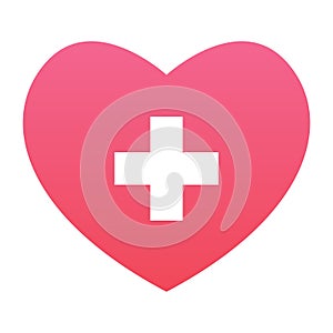 Symbol for hospital red heart white cross inside vector graphics. EPS 10