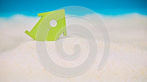 Symbol House Built on Sand, Small Green Symbol of an House Sinking into the Sand