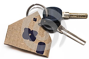Symbol of the house with key on white isolated background