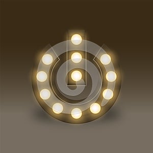 Symbol Incandescent light bulb box set Power sign icon, illustration retro 3D