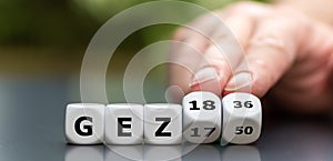 Symbol for the increase of the public broadcast fee from 17,50 EUR to 18,36 EUR of the German `GEZ` public broadcasting instit.