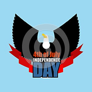 Symbol of Independence Day of America flying eagle. Bird predator