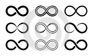 Symbol of infinity. Icon of loop, endless. Sign infinite in line style. Logo of limitless. Infinit circle for abstract design.