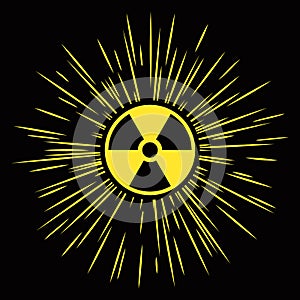 Symbol of ionizing radiation with radioactive rays.