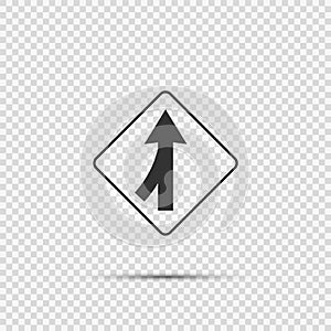 Symbol Lanes merging left sign on transparent background