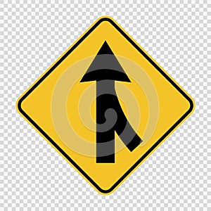 symbol Lanes merging right sign on transparent background