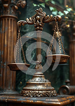 Symbol of law and justice. Law and Justice concept. Mallet of the judge books scales of justice.