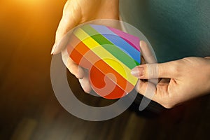 Symbol of LGBT pride month celebrate, community of gay, lesbian, bisexual and transgender, human rights concept photo