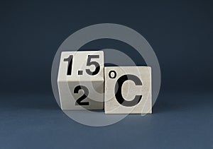 Symbol for limiting global warming 1.5C or 2C degrees Celsius photo