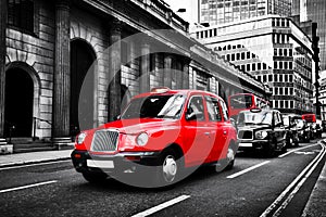 Symbol of London, the UK. Taxi cab known as hackney carriage.