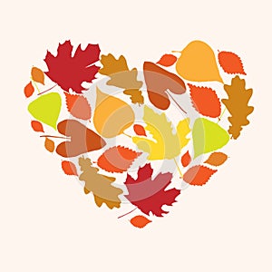 Symbol of love autumn in the form of heart