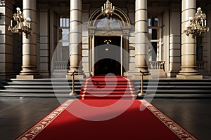 Symbol of luxury A opulent hotel entrance adorned with a crimson carpet