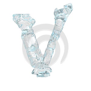 Symbol made of broken ice. letter v