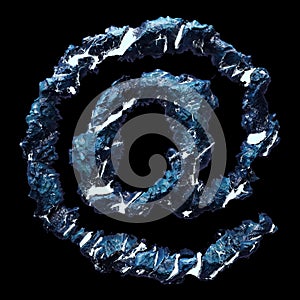 Symbol at made of ice isolated on black background. 3d