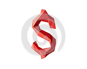 Symbol made of low poly red material