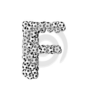 Symbol made from soccer balls. letter f