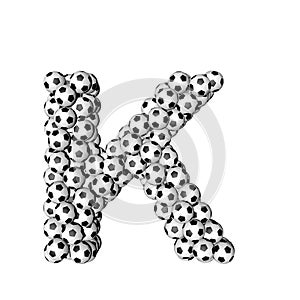 Symbol made from soccer balls. letter k