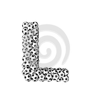 Symbol made from soccer balls. letter l