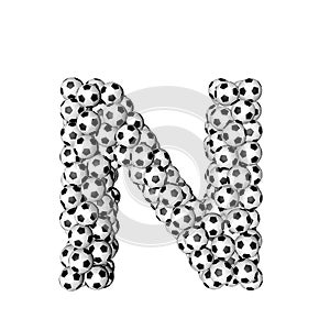 Symbol made from soccer balls. letter n