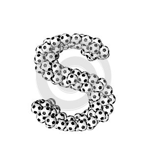 Symbol made from soccer balls. letter s