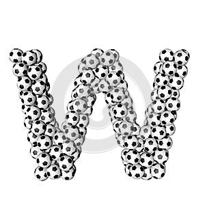 Symbol made from soccer balls. letter w