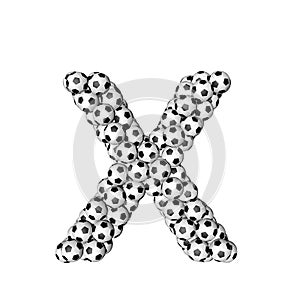Symbol made from soccer balls. letter x